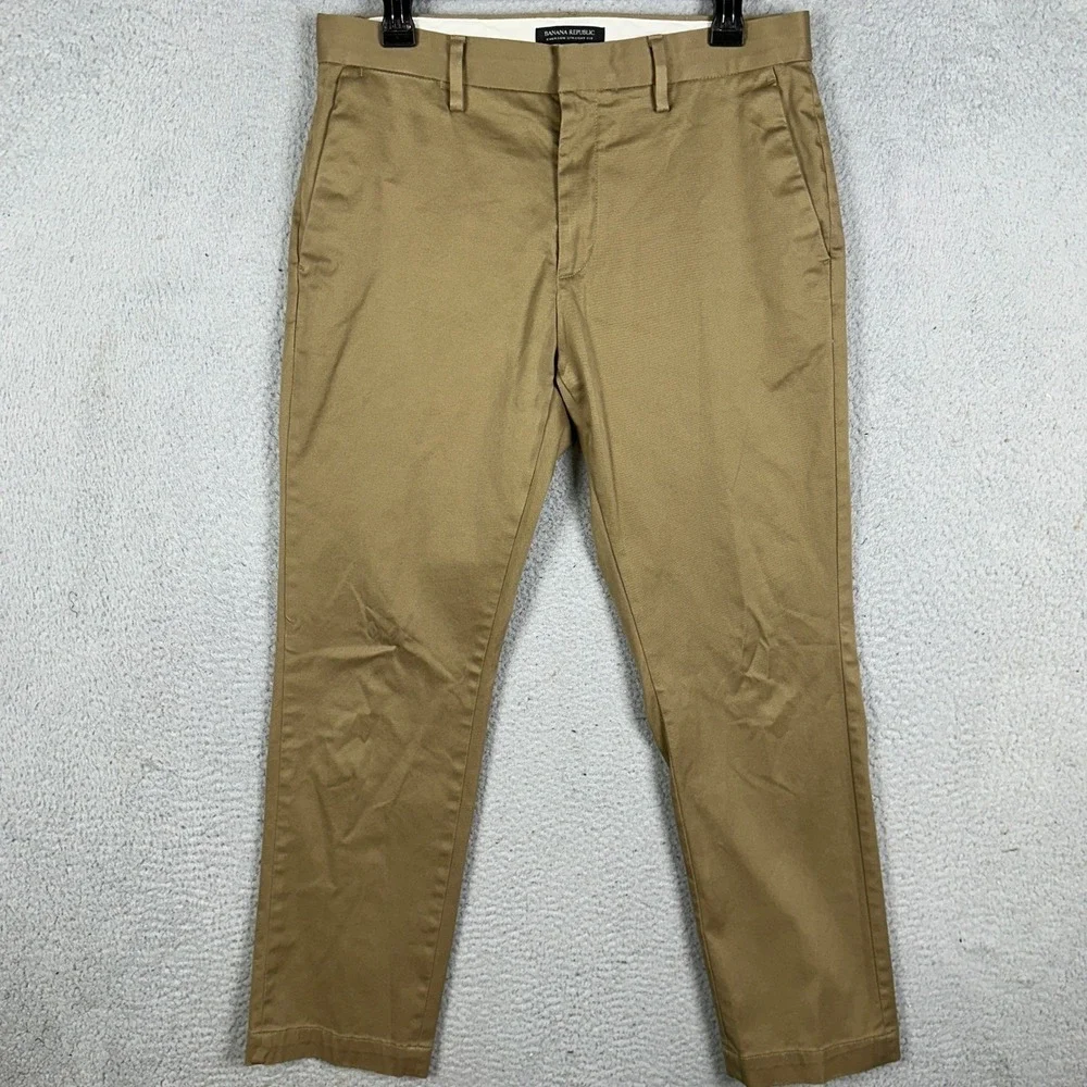 Banana Republic Pants Mens 31X30 Tan Khakis Emerson Straight Fit Chino Stretch